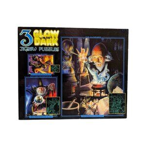 Glow-in-the-Dark Jigsaw Puzzle Set 3 Pack: 100, 300, & 500 Piece - Great Cond